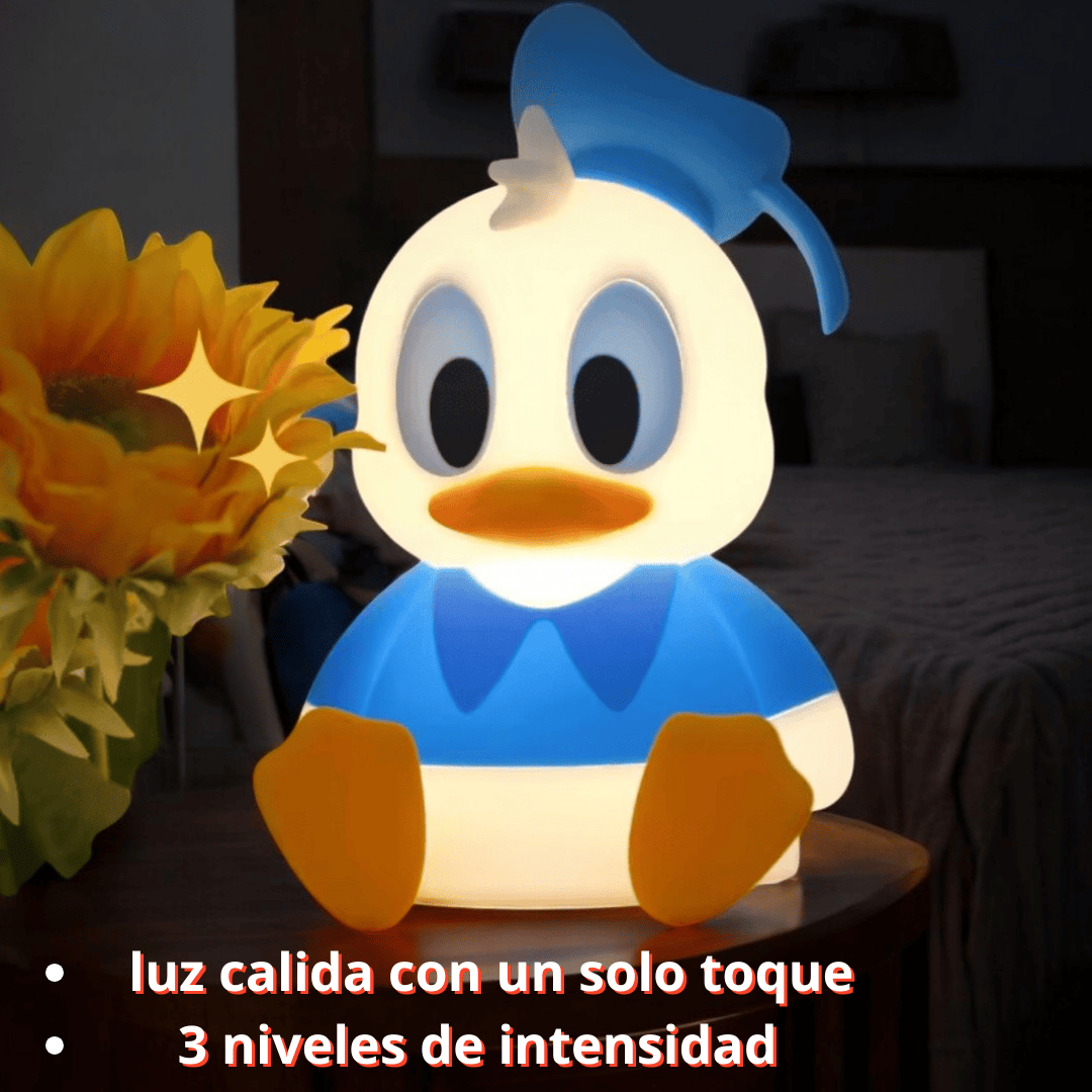 Lámpara de patito reconfortante con tres niveles de luz y suave material desestresante.